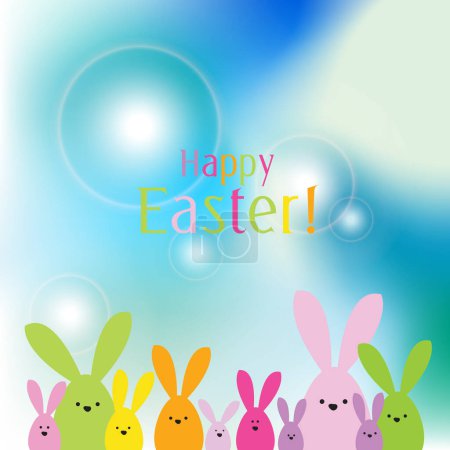 Ilustración de Tarjeta de Pascua de celebración primavera. Conejito de Pascua familia - Imagen libre de derechos