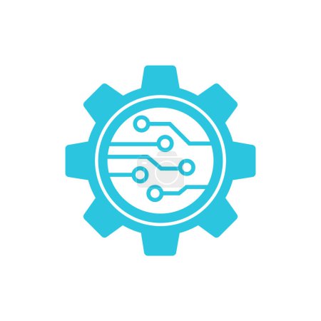 Illustration for Digital technology gear icon. From blue icon set. - Royalty Free Image