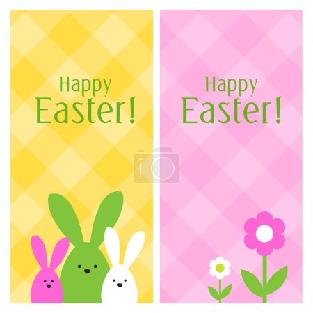Ilustración de Banner de Pascua de celebración de primavera. Familia de conejitos de Pascua. Elemento de diseño. - Imagen libre de derechos