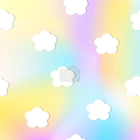 Ilustración de Nubes blancas en el cielo abstracto del arco iris - Imagen libre de derechos