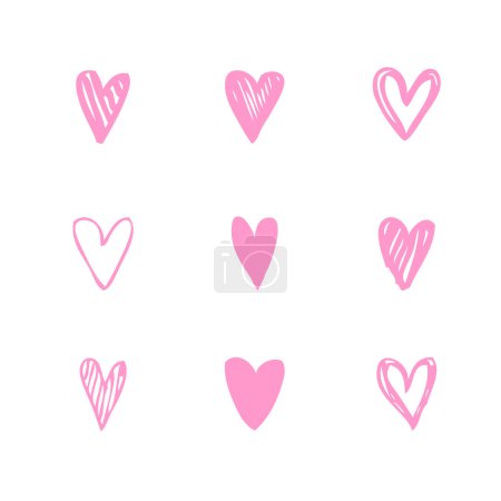 Ilustración de Formas de corazones - Dibujos a mano alzada, elementos de diseño de San Valentín - Imagen libre de derechos