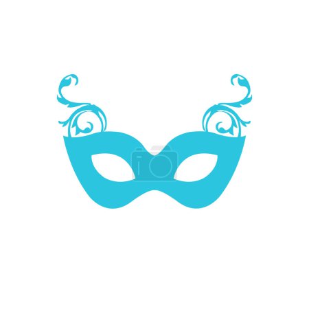 Ilustración de Cara máscara de carnaval de mascarada. Conjunto de iconos azul Brom. - Imagen libre de derechos