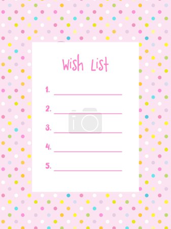 Illustration for Wish list, template. Printable. Floral design. - Royalty Free Image