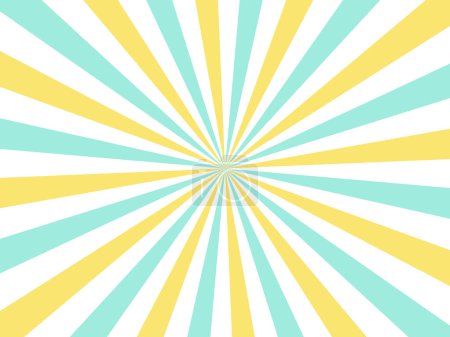 Illustration for Sun, rays background template, sunbeam, white, turquoise and yellow tones - Royalty Free Image