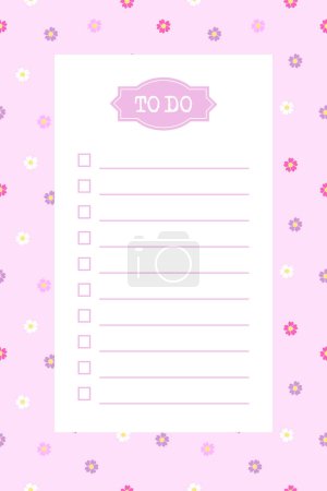Ilustración de Para hacer una lista de plantillas en blanco con casilla de verificación, fondo de onagra floral - Imagen libre de derechos
