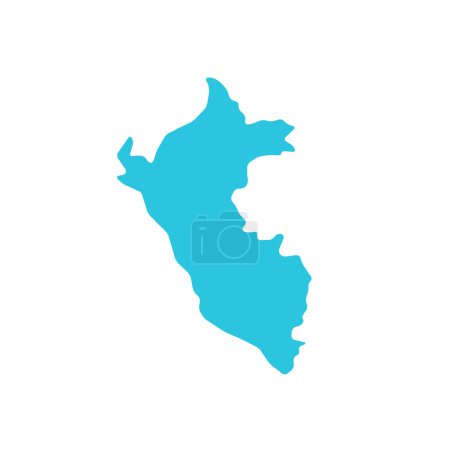 Illustration for Peru map sillhuete icon. Graphic isolated on white background. From blue icon set. - Royalty Free Image