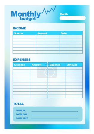 Illustration for Template, Monthly budget, printable A4 - Royalty Free Image