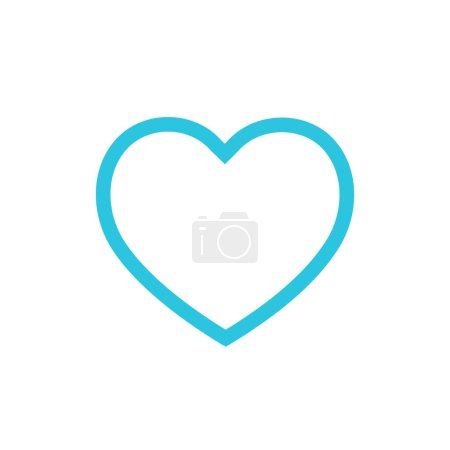 Icono del corazón blanco. Aislado sobre fondo blanco. Del conjunto de iconos azules.