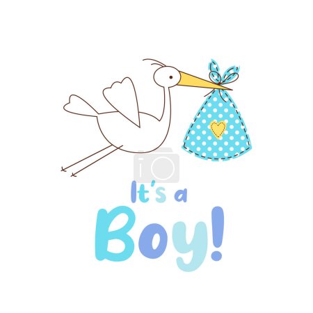Téléchargez les illustrations : Carte de douche pour bébé garçon, fond de carte d'anniversaire - en licence libre de droit
