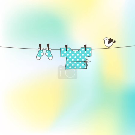 Ilustración de Tarjeta de ducha para bebé niño, fondo de tarjeta de cumpleaños - Imagen libre de derechos