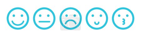Émotions icônes emoji, sentiments emoticon, isolé sur fond blanc, de l'icône bleue ensemble.
