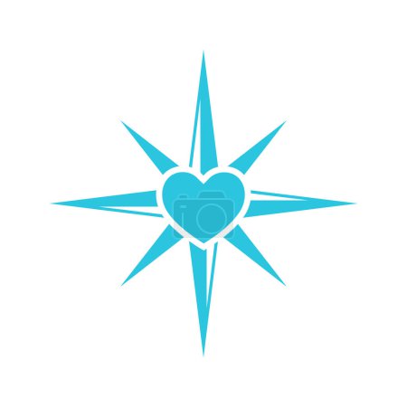 Illustration for Compass, Heart world sides icon. - Royalty Free Image