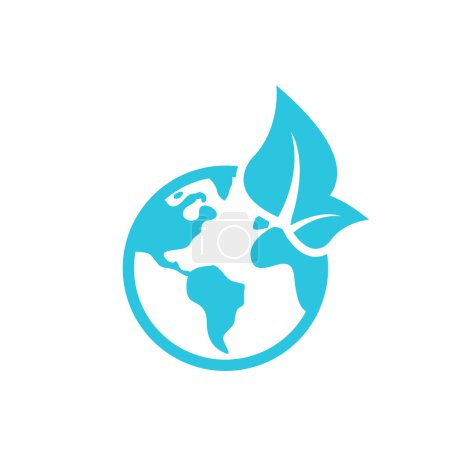 Illustration for Sustainable development. World Icon. Isolated on white background. From blue icon set. - Royalty Free Image