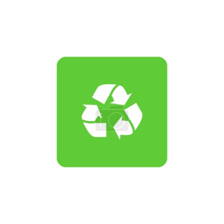 Recycling symbol sign icon, tag background, green and white
