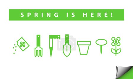Spring gardening tools for planting. Set of icons.