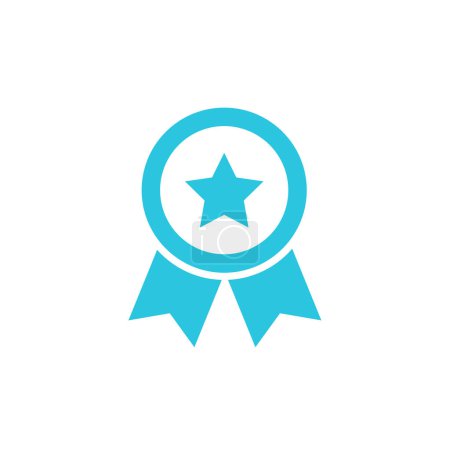 Ilustración de Insignia de héroe con estrella. Aislado sobre fondo blanco. Del conjunto de iconos azules - Imagen libre de derechos