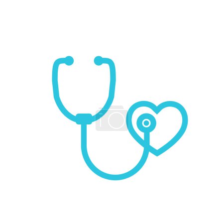Illustration for Stethoscope icon. Isolated on white background. From blue icon set. - Royalty Free Image