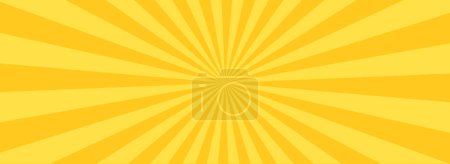 Illustration for Yellow banner with Sun rays, lines background, light - Royalty Free Image