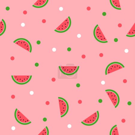 Illustration for Seamless Summer Watermelon background. Pink Background. - Royalty Free Image
