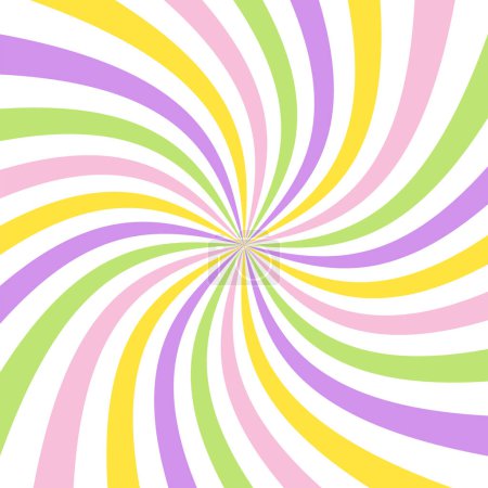 Illustration for Colorful, Starburst candy colors swirl. Sun rays background. Radial swirl abstract colorful lines - Royalty Free Image