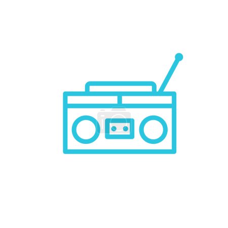 Kassettenradio tragbares Abspielgerät. Vereinzelt auf weißem Hintergrund. Vom blauen Icon-Set.
