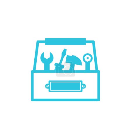 Ilustración de Abrir la caja de herramientas de reparación Aislado sobre fondo blanco. Del conjunto de iconos azules. - Imagen libre de derechos