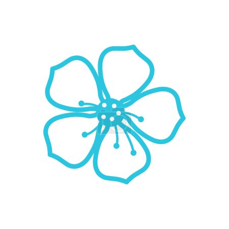 Téléchargez les illustrations : Icône de fleur de pivoine sauvage brésilienne. Isolé sur fond blanc. Ensemble d'icônes bleues. - en licence libre de droit
