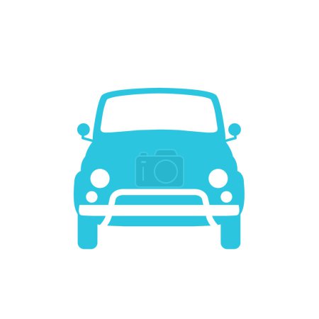 Téléchargez les illustrations : Minimalist Vintage retro car, Front view, Isolated on white background. From blue icon set. - en licence libre de droit