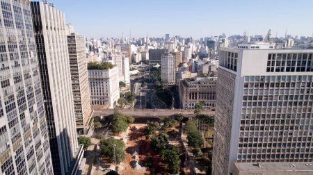 Photo for Aerial view of buildings near to the Vale do Anhangabau in Sao Paulo city, Brazil. - Royalty Free Image