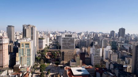 Photo for Aerial view of buildings near to the Vale do Anhangabau in Sao Paulo city, Brazil. - Royalty Free Image