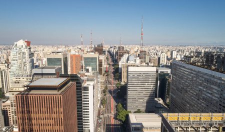 Photo for Aerial view of Avenida Paulista (Paulista avenue) in Sao Paulo city, Brazil. - Royalty Free Image