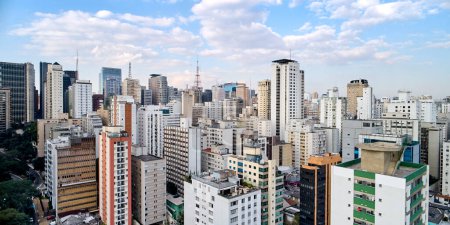Photo for Aerial view of buildings near to the Avenida Paulista in the Sao Paulo city, Brazil. - Royalty Free Image