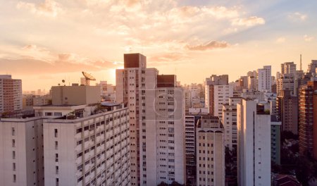 Photo for Buildings in the Bela Vista neighborhood at sunset. Near to Avenida Paulista, Sao Paulo city, Brazil. - Royalty Free Image