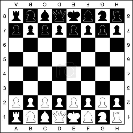 Ilustración de Piezas de ajedrez en un tablero de ajedrez. - Imagen libre de derechos