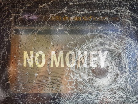 Photo for No money concept. ATM with broken glass - Royalty Free Image