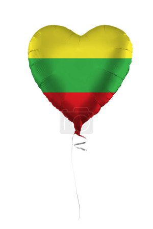 Foto de Lituania concepto. Globo con bandera lituana aislada sobre fondo blanco. Educación, caridad, emigración, viajes y aprendizaje de idiomas - Imagen libre de derechos