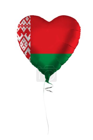 Foto de Belarus concept. Balloon with Belarussian flag isolated on white background. Education, charity, emigration, travel and learning language - Imagen libre de derechos