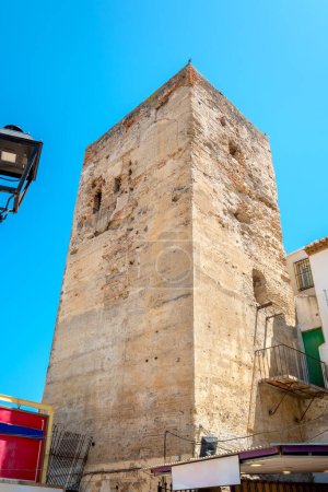 Photo for Torre del Pimentel, historic Tower in old town of Torremolinos. Malaga province, Costa del Sol, Andalusia, Spain - Royalty Free Image