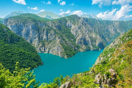 Foto de Vista superior al lago Piva artificial de montaña (Pivsko Jezero). Montenegro - Imagen libre de derechos
