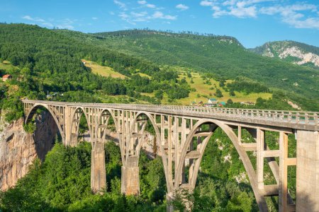 Photo for Concrete Djurdjevica Bridge over Tara River in northern Montenegro - Royalty Free Image