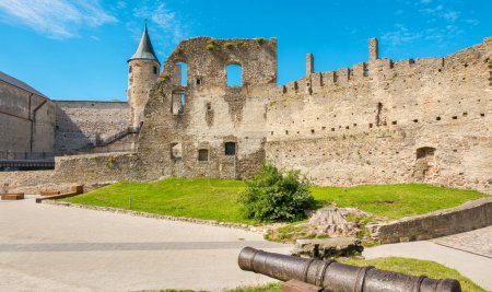 Photo for Panoramic view to 13th century Episcopal Castle ruins in Haapsalu. Estonia, Baltic States - Royalty Free Image