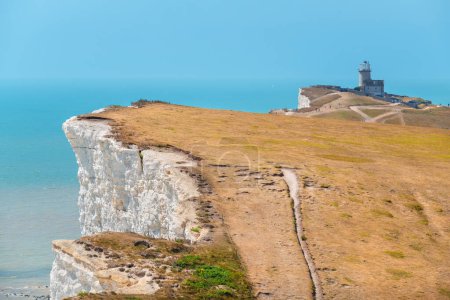 Photo for Chalk cliffs covered with dry grass in the hot summer at Beachy Head. East Sussex. England - Royalty Free Image