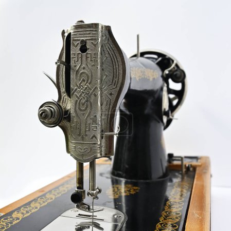 Photo for Old vintage sewing machine on white background - Royalty Free Image