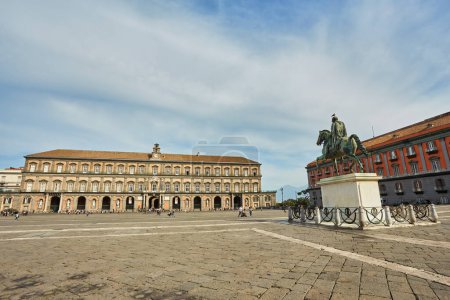 Photo for Naples, Italy - October 24, 2019: The Royal Palace in Plebiscito Square, Naples, Campania, Italy - Royalty Free Image