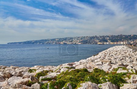 Photo for Panoramic view of Naples from the castle of Eggs on the embankment of the Gulf of Naples - Royalty Free Image