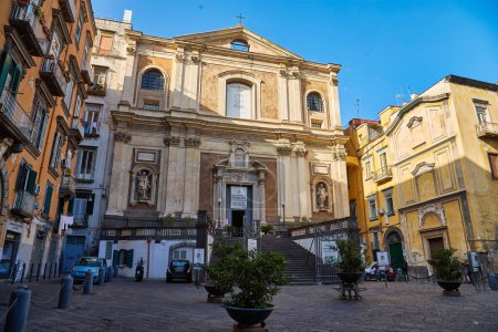 Photo for Naples, Italy - October 25, 2019 : View of a courtyard in the historic district Spaccanapoli of Naples, Italy - Royalty Free Image