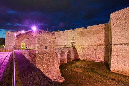 Photo for Beautiful view of Barletta Castle, Apulia, Italy. Wide angle. Panoramic banner. - Royalty Free Image