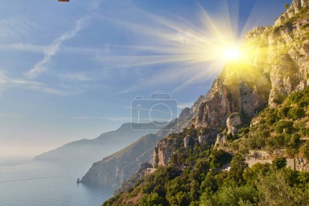 Photo for Amalfi Coast, Italy. Breathtaking panoramic view from Conca dei Marini along the main road of the Amalfi Coast. - Royalty Free Image