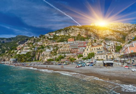Photo for Beautiful Landscape with Positano town at famous amalfi coast, Italy - Royalty Free Image