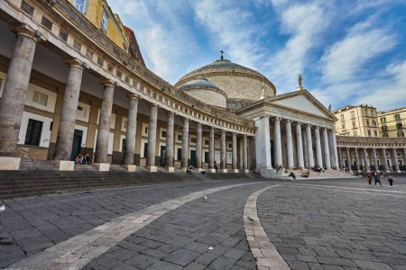 Photo for Naples, Italy - October 24, 2019: Church of St. Francis on the Piazza del Plebiscito in Naples Italy - Royalty Free Image